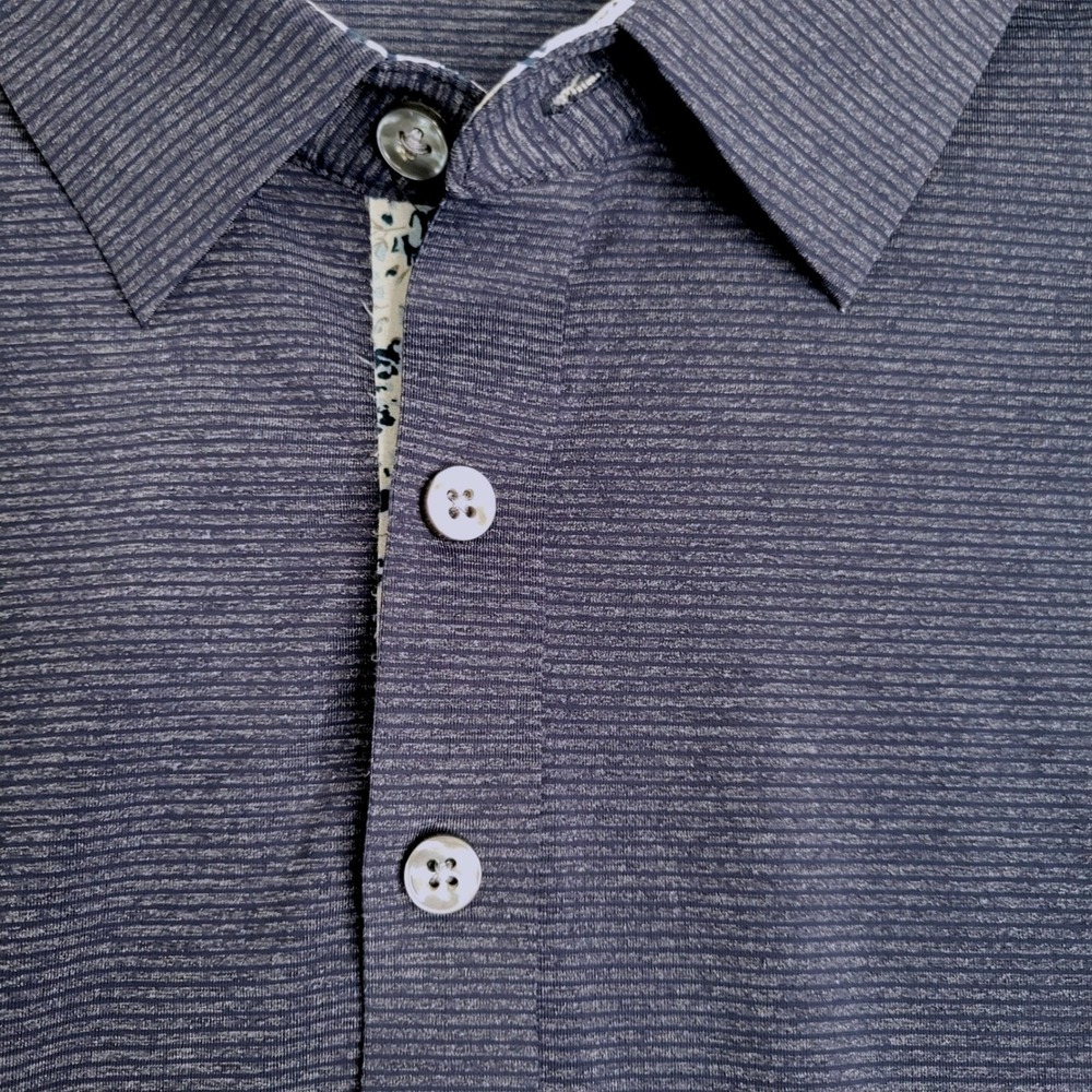 7 Diamonds Dawn Patrol Seamless Polo Men Large Navy Blue Stripe Performance Golf - Picture 6 of 13